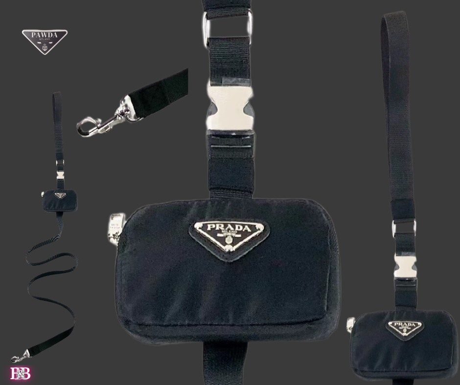 P "PRADA-BADGED" Strut Attire Leash with Snack-Pack